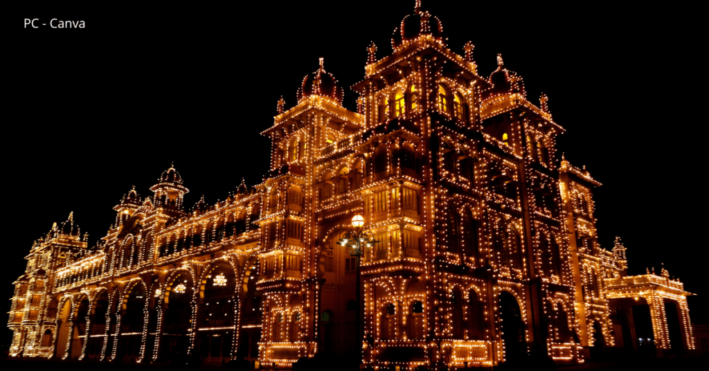 Breathtaking view of Mysore Palace Lightings - Visit on Sundays during Mysore Coorg Kabini Wayanad Tour mysore coorg kabini wayanad tour